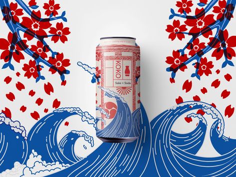 Japanese Canned Drinks, Can Illustration Soda, Soda Graphic Design, Sake Packaging, Soda Illustration, Soda Can Design, Soda Design, Illustration Packaging Design, Packaging Illustration