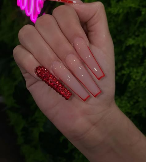 Red Valentine Nails Acrylic Short, Cute Red Nails Acrylic, Valentines Day Nails Baddie, Red Nail Set, Red Acrylic Nails, Long Acrylic Nail Designs, Drip Nails, Baddie Nails, Exotic Nails