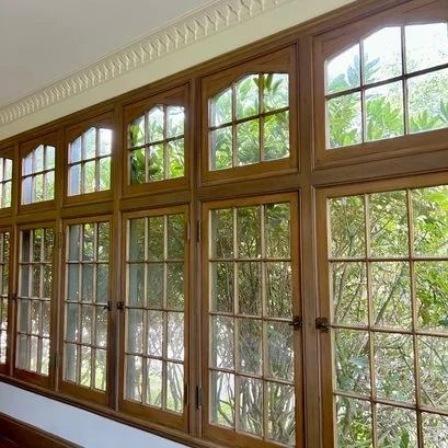 12 Lite Casement Window Unit with Transoms and Brass Hardware | Hudson Valley House Parts Casement Windows Exterior, French Casement Windows, Window Casement, Casement Window, Window Unit, Transom Windows, Tudor House, Vintage Windows, Craftsmen Homes