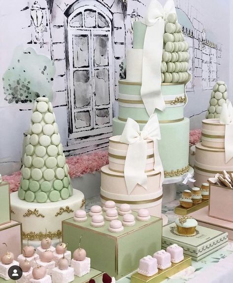 French Themed Birthday Party, Paris Quinceanera Theme, French Themed Birthday, Paris Baby Shower Theme, Patisserie Shop, Paris Baby Shower, Parisian Party, Macaron Tower, Paris Theme Party