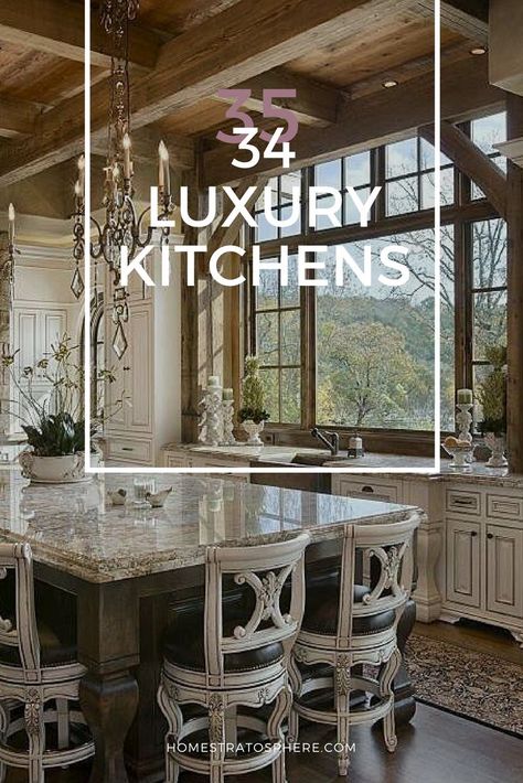 Beautiful Kitchens Luxury, Luxury Rustic Kitchen, Little Apartment Aesthetic, Luxury Kitchens Mansions, Large Kitchen Design, Kitchen Room Decor, Home Ideas Kitchen, Luxury Kitchen Island, Luxurious Kitchens