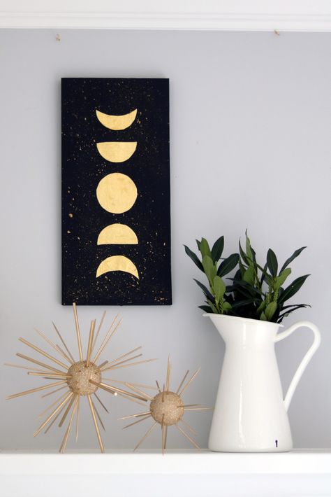 DIY Moon Phase Wall Art - Moody Moons Diy Moon Phase, Wiccan Alter, Ruler Crafts, Alternative Home Decor, Diy Moon, Moon Phases Art, Moon Rituals, Early Spring Flowers, Moon Painting