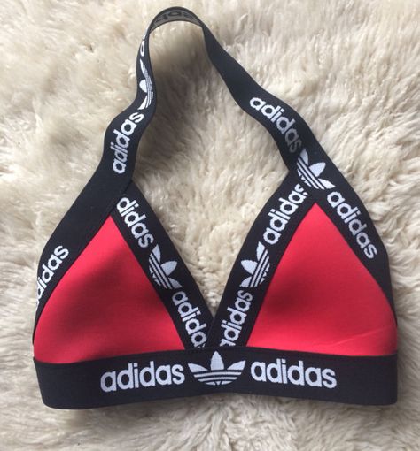 Reworked  Halter Triangle Fashion Bra or Bralette Tommy Hilfiger Bra, Types Of Sports, Sports Bra Outfit, Fashion Bra, Bralette Outfit, Cute Workout Outfits, Cute Bras, Adidas Fashion, Adidas Outfit