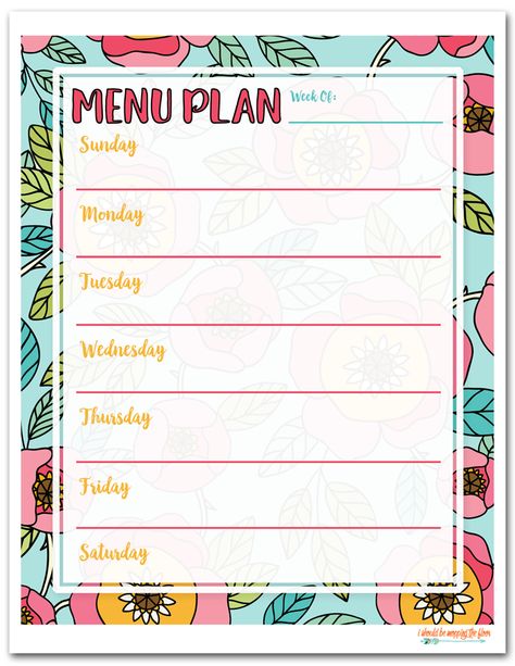 Weekly Menu Printable Free, Weekly Menu Printable, Cleaning List Printable, Menu Planning Printable, Free Printable Menu, Menu Sans Gluten, Menu Planner Printable, Weekly Menu Template, Meal Planner Printable Free