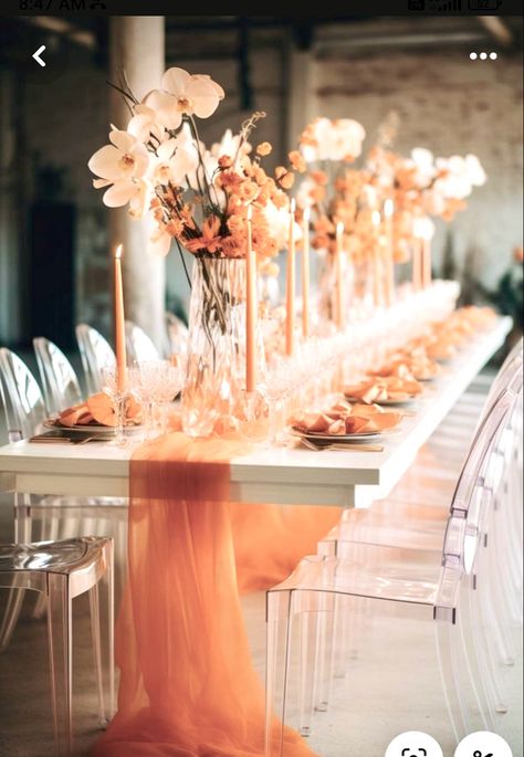 Orange Wedding Decorations, Orange Wedding Themes, Wedding Orange, Thanksgiving Week, Wedding Decoration Ideas, Orange Party, Orange Table, Dinner Decoration, Orange Wedding