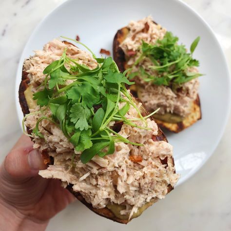 Tuna Toast, Japanese Sweet Potatoes, Japanese Sweet Potato, Sweet Potato Toast, Tuna Melts, Healthy Supper, Japanese Sweet, So Satisfying, Balanced Life