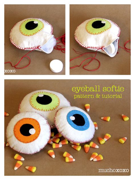 Halloween Eyeball Softie Free Sewing Pattern | Fabric Art DIY Beginner Halloween Sewing Projects, Halloween Sewing Crafts, Fabric Art Diy, Halloween Sewing Projects, Halloween Sewing, Softie Pattern, Halloween Eyeballs, Quilt Sewing Patterns, Fabric Sewing Patterns