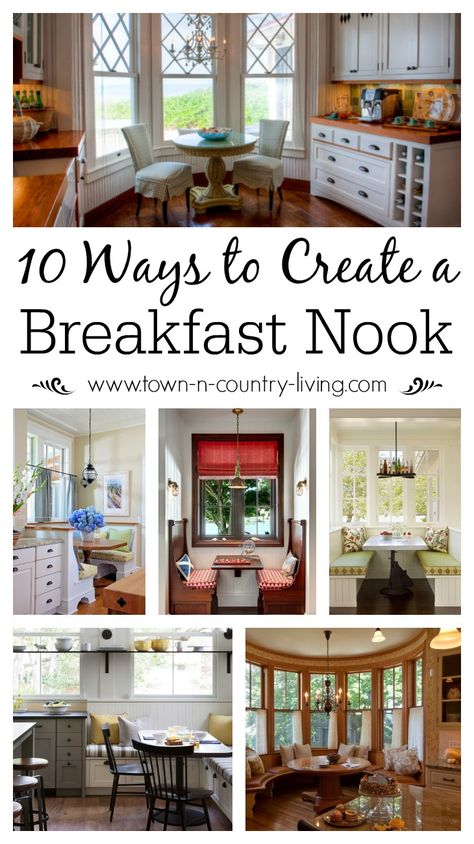 10 Ways to Create a Charming Breakfast Nook Farmhouse Kitchen With Breakfast Nook, Corner Booth Breakfast Nook, Kitchen Nook Alternatives, Breakfast Nook Craftsman, Kitchen Nook Floor Plans, Expanding Kitchen Into Breakfast Nook, Kitchen Nook With Cabinets, Kitchen Alcove Ideas Dining Nook, Curtains For Breakfast Nook