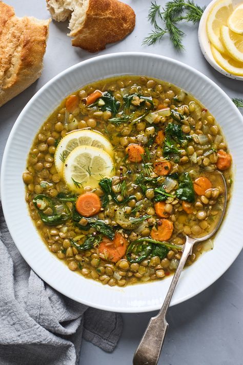 Olive And Mango Recipes, Greek Lentil Soup Recipe, Lemony Lentil Soup, Filling Meals, Chickpea Stew, Red Lentils, Red Lentil Soup, Vegan Soup Recipes, Lentil Stew