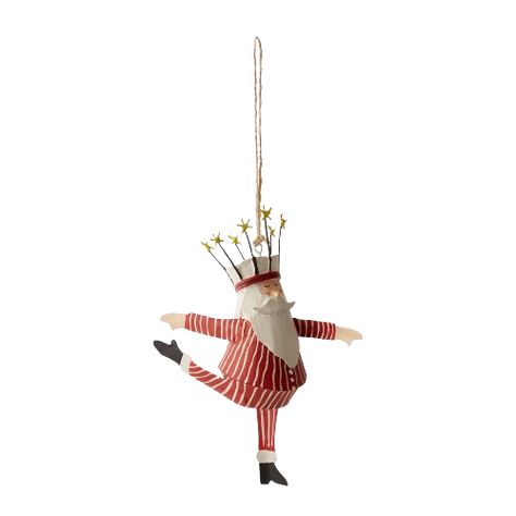 A happy Santa in his pajamas is doing a graceful dance in the Night Before Ornament. A metal Santa dons a star topped crown in his red and white painted jammies, while dreaming of the night ahead. 4.25"x1.75"x5.75" Book And Frame, Nutcracker Christmas, Holiday Art, A Metal, Christmas Aesthetic, Tree Toppers, Joss And Main, Ornament Set, Christmas Cheer