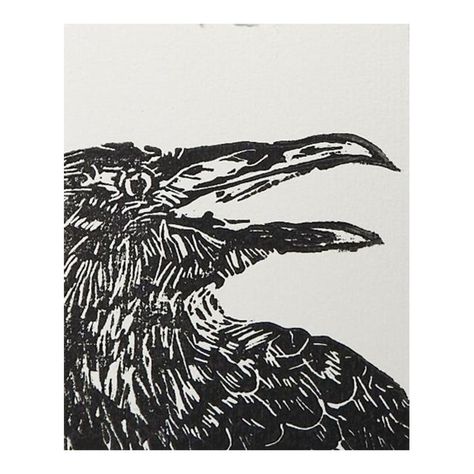 Late 20th century block print on cardstock print of a raven or crow.  Unsigned, can be framed or used a special tag with fabric tie attached.  Unframed. Late 20th Century, Lino Print, Original Prints, New Furniture, Block Print, 20th Century, Card Stock, Drawings, Fabric