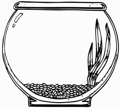 Fish Tank Drawing, Bowl Drawing, Fish Printables, Transformers Coloring Pages, Aquarium Pictures, New Year Coloring Pages, Frozen Coloring Pages, Bee Coloring Pages, Puppy Coloring Pages