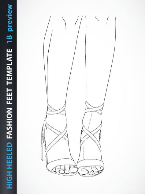 High heeled Fashion Feet Template for fashion shoes Dress Shoes Drawing Reference, Feet Shoes Drawing, Fashion Drawing Shoes, Heels Design Drawing, Women Shoes Drawing, Shoe Drawing Reference Front View, Shoe Ideas Drawing, High Heel Reference, Heels Drawing Reference Front View