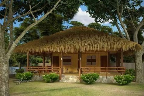 The Bahay Kubo, Balay, or Nipa Hut, is a type of stilt house indigenous to most of the lowland cultures of the Philippines. It often serves as an icon of broader Filipino culture, or, more specifically, Filipino rural culture  "Although there is no strict definition of the Bahay Kubo and styles of construction vary throughout the Philippine archipelago, similar conditions in Philippine lowland areas have led to numerous characteristics "typical" of examples of Bahay Kubo."... Bahay Kubo Inspired Houses, Bahay Kubo Design Philippines, Bahay Kubo Design, Modern Bahay Kubo, Nipa Hut, Small Cottage Designs, Filipino House, Stilt House, Small House Architecture