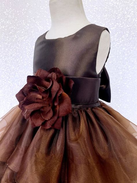 Brown Sleeveless Organza Ruffle Satin Sash Dress Toddler Newborn Pageant Flower Girl Wedding Birthday Holiday Easter Christmas Formal Chic - Etsy Kids Satin Dress, Satin Dress Brown, Organza Ruffle Dress, Christmas Formal, Flower Girl Gown, Formal Chic, Flower Girls Dress, Flower Girl Wedding, Mannequin Dress