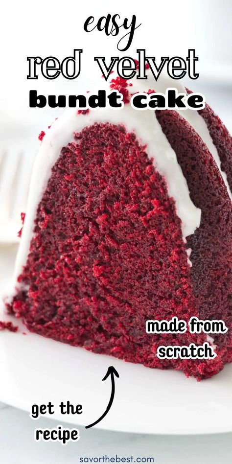 Ready to impress with a real cake from scratch? This red velvet bundt cake is here to show those boxed mixes who's boss. Topped with a luscious cream cheese frosting, this cake is the ultimate treat for anyone tired of the same old desserts. Red Velvet Cake With Buttermilk, Red Velvet Rum Cake Recipe, Nothing Bundt Cakes Recipe Copycat Red Velvet, Easy Red Velvet Desserts, Red Velvet Bundt Cake From Scratch, Red Velvet Pound Cake From Scratch, Cream Cheese Frosting For Red Velvet Cake, Red Velvet Cake Bundt, Red Velvet Cake With Pudding