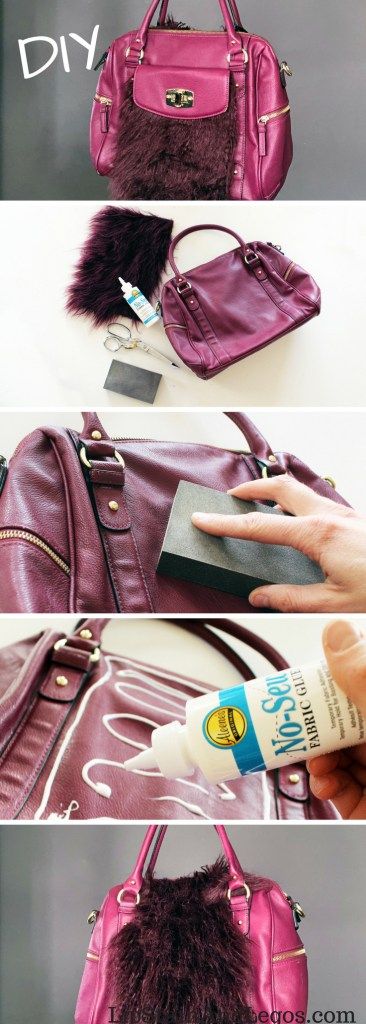 How to add a fur to an old purse. A simple refashion DIY tutorial Diy Purse Makeover, Diy Clothes Hanger Storage, Handbag Repair, Diy Clutch Bag, Diy Clothes Hangers, Diy Purse Organizer, Upcycled Purse, Diy Clothes Patterns, Purse Diy