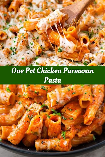 One Pot Chicken Parmesan Pasta Chicken With Tomato Sauce, One Pot Chicken Parmesan Pasta, One Pot Chicken Parmesan, Tomato Pasta With Chicken, Chicken Parmesan Pasta Recipe, Chicken Breast Pasta, Chicken Parmesan Pasta, Parmesan Pasta, One Pot Chicken