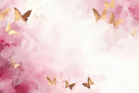 Pink butterflies watercolor background backgrounds outdoors nature. | premium image by rawpixel.com / Sakarin Sukmanatham Birthday Tarpaulin Background, Background Butterfly, Blossom Background, Butterfly On Flower, Butterfly And Flowers, Watercolor Flower Background, Butterfly Background, Cherry Blossom Background, Pink Watercolor Flower