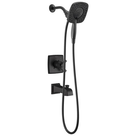 Delta Ashlyn Matte Black 2-Handle Bathtub and Shower Faucet (Valve Not Included) in the Shower Faucets department at Lowes.com Shower Together, Shower Fixtures, Tub And Shower, Tub Spout, Delta Faucets, Bathroom Collections, Tub And Shower Faucets, Shower Cleaner, Spray Pattern