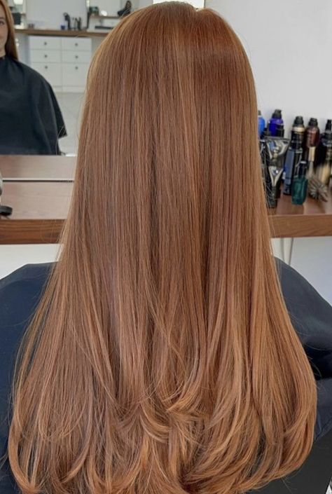 Haircut For Ginger Hair, Ginger Hair On Brunette, Different Ginger Hair Colors, Brunette Ginger Highlights, Copper Hair On Brunettes, Faded Copper Hair, Copper Hair Gloss, Copper Gloss Hair, Level 7 Copper Hair