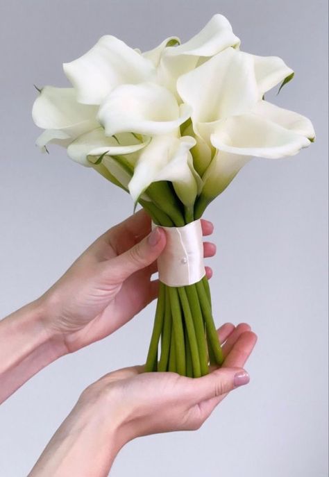 Calla Lily Hand Bouquet, Wedding Lillies Bouquets, Simple Calla Lily Bouquet, Architectural Floral Arrangements, Calla Wedding Bouquet, Cala Lily Bouquets, Small Bride Bouquets, Lilly Bouquet Wedding, White Calla Lily Wedding Bouquet