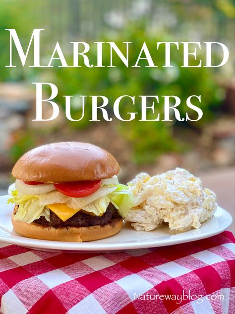 Marinated Hamburger Patties, Hamburger Marinade Recipe, Marinated Burgers, Hamburger Marinade, Burger Marinade, Hamburgers Recipes, Juicy Hamburgers, Juicy Burgers, Hamburgers Grilled