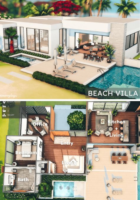 Sims 4 House Builds Floor Plans, Sims 4 Lake House Floor Plan, Sims 4 Houses Layout 1 Story, Sims 4 Houses Layout 15x20, House In Sims 4 Ideas, Sims 4 Vacation House Layout, Sims 4 Floorplan Modern, One Floor Sims House, Sims 4 Small Modern House Floor Plans