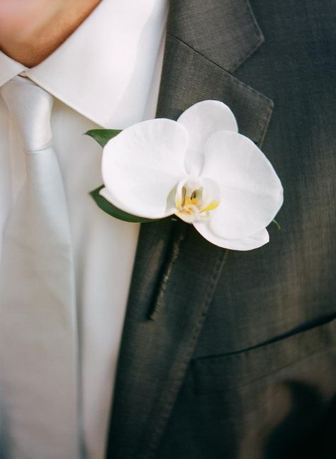 White Orchid Boutonniere, Orchid Wedding Theme, Boutonniere White, Orchid Bridal Bouquets, Wedding Flowers White, Orchid Boutonniere, Bracelet Corsage, Grooms Men, Fresh Wedding Flowers