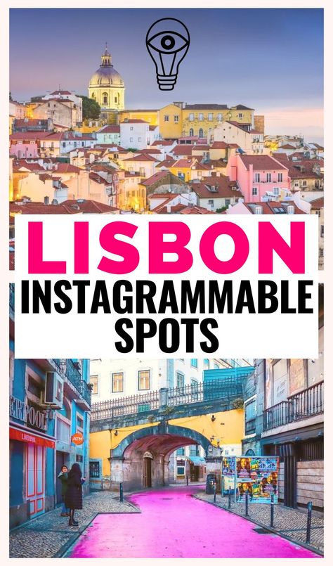 18 Most Instagrammable Places in Lisbon Portugal + Colorful Lisbon Instagram Photos, Lisbon Beaches, Lisbon Portugal Travel, Pink Street, Instagram Places, Portugal Travel Guide, Most Instagrammable Places, Colorful Places, Instagrammable Places