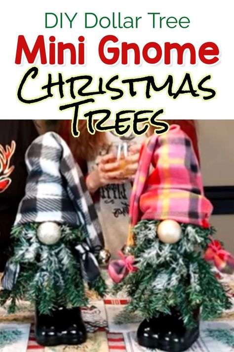 Dollar Tree Gnomes, Dollar Tree Christmas Tree, Diy Christmas Gnomes, Gnomes Tutorial, Make Gnomes, Knitted Baskets, Tree Gnomes, Dollar Store Christmas Crafts, Dollar Tree Halloween