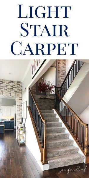 Stair Wall Design, Stairway Carpet, Jennifer Allwood, Stairway Decorating, Stair Carpet, Small House Decorating, Grey Carpet, Modern Light, Carpet Stairs