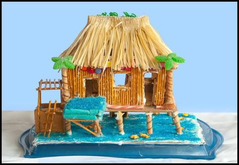 Beach Gingerbread House, Bottle Fairy House, Santa Background, Gingerbread House Inspo, Gingerbread Contest, Gingerbread Competition, Gingerbread House Competition, Homemade Gingerbread House, Cool Gingerbread Houses