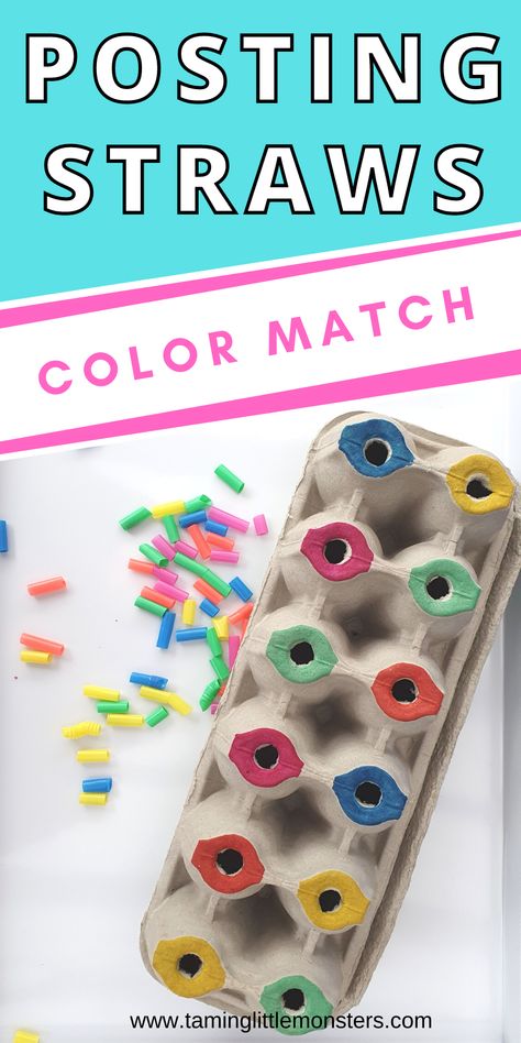 Develop fine motor skills with this easy egg carton color sort activity for toddlers. All you need are 5 minutes and some craft supplies. Help your kids learn colors, fine motor skills, vocabulary and more #finemotor #toddlers Egg Carton Fine Motor Activities, Fine Motor Egg Carton, Fine Motor Sorting Activities, Color Fine Motor Activities Preschool, Egg Carton Activities For Toddlers, Recycling Activities For Kids Preschool, Easy Fine Motor Activities Preschool, Egg Carton Activities, Colors Activities For Kids