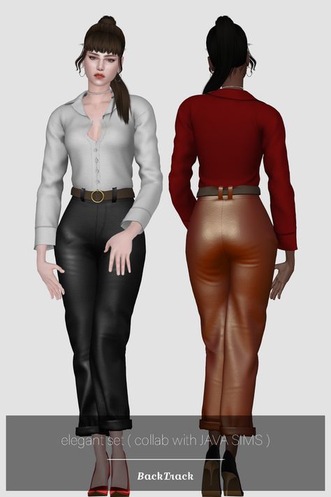 Bodyguard Oc, Midi Leather Skirt, Sims 4 Patreon, Sims 4 Dresses, Elegant Sets, Satin Pumps, Sims 4 Cc, Baggy Pant, Maxis Match