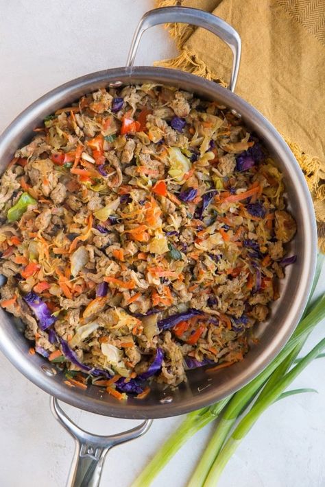 Thai Ground Turkey and Cabbage Bowls - The Roasted Root Thai Ground Turkey, Ground Turkey And Cabbage, Turkey And Cabbage, Ground Turkey Cabbage, Cabbage Bowls, Turkey Cabbage, Ground Turkey Casserole, Ginger Carrots, Turkey Casserole