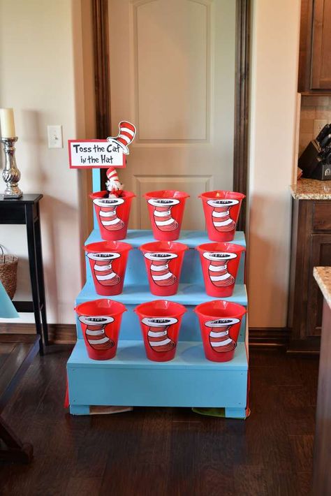 Dr. Suess, Doctor Suess Birthday, Dr Seuss Party Ideas, Cat In The Hat Party, Dr Seuss Crafts, Dr Seuss Birthday Party, Hat Birthday, Seuss Crafts, Twin Birthday Parties