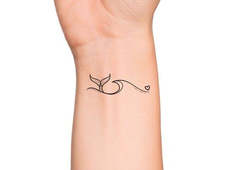 Mermaid Tail Ocean Wave Heart Temporary Tattoo Beach - Etsy Mermaid And Ocean Tattoo, Mermaid Sunset Tattoo, Ocean Wave Tattoos For Women Minimalist, Small Dainty Beach Tattoos, Sea Lover Tattoos For Women, Wave Lettering Tattoo, Ocean Wave Heart Tattoo, Ocean Bestie Tattoos, Simplistic Beach Tattoo