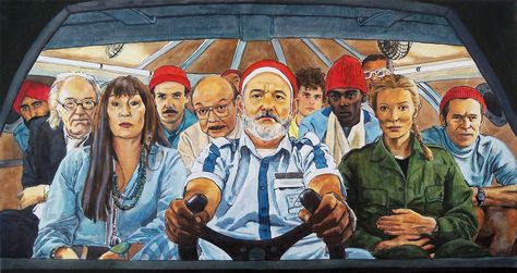 The Life Aquatic with Steve Zissou in ink and paint. Noah Taylor, Life Aquatic With Steve Zissou, Patricia Highsmith, The Life Aquatic, Michael Gambon, Steve Zissou, Wes Anderson Movies, Wes Anderson Films, Anjelica Huston