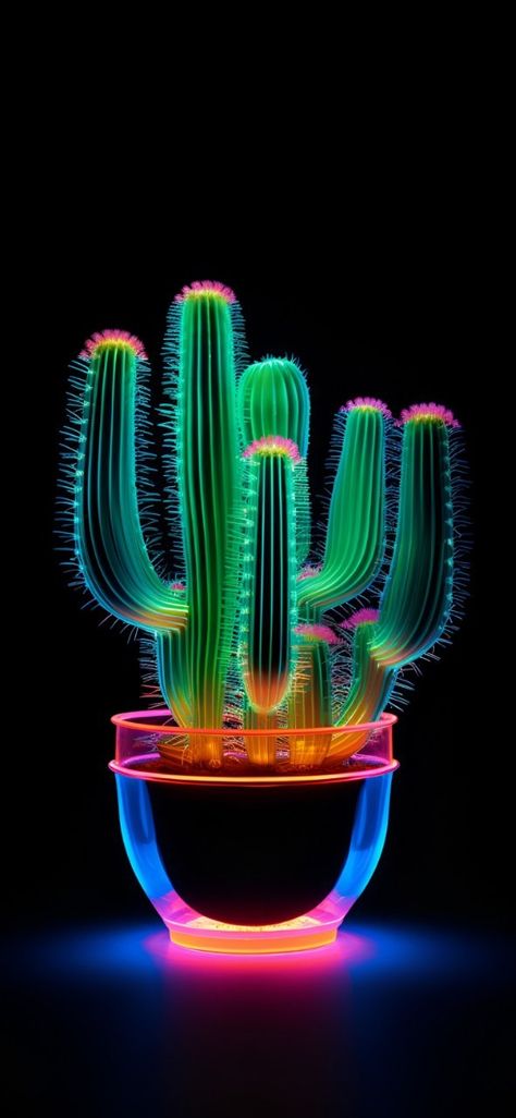 Neon Cactus, Aesthetic Walls, Print Screen, Desert Cactus, Apple Wallpaper Iphone, Computer Art, Phone Background, Apple Wallpaper, Screen Savers