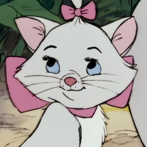 White Cat Disney, Aristocrats Marie Costume, Marie Aristocats Makeup, Cat Characters Cartoon, Marie Aristocats Aesthetic, Big Eyes Cartoon, Character Pfp, Astro Cat, Aristocats Marie