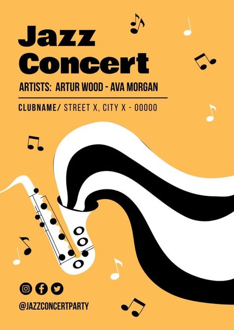 Cool Waves Jazz Concert Saxophone Poster Concert Poster Illustration, Dance Poster Design Graphics, Choir Poster Design, Saxophone Poster, Jazz Poster Design, Jazz Concert Poster, Music Concert Poster, Dance Poster Design, Dancing Illustration