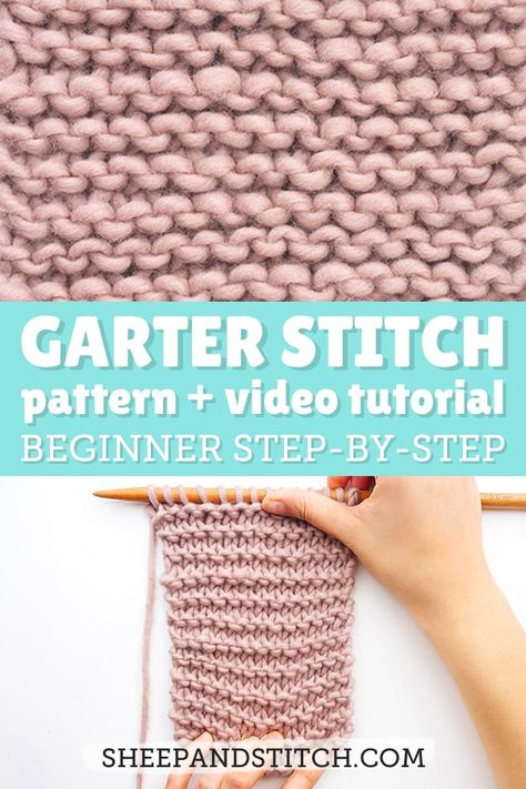 Learn how to knit garter stitch for beginners. Watch a detailed video tutorial and start knitting garter stitch  in no time! Learn how to knit it flat and in the round. #sheepandstitch #knitting #knit #GarterStitch Knit Garter Stitch, Knitting Beginners, Knit Stitches For Beginners, Garter Stitch Knitting, Knitting Basics, Beginner Knitting Projects, Start Knitting, Easy Stitch, Learn How To Knit