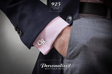 Best Personalized Cufflinks | Southern Living How To Make Fascinators, Monogrammed Cuff, Groomsman Proposal, Monogrammed Cufflinks, Initial Cufflinks, Wedding Diary, Southern Fashion, Groom Cufflinks, Custom Cufflinks