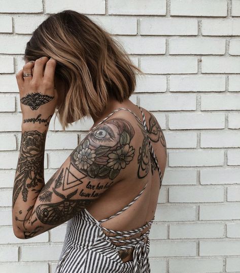 Random Tattoo Sleeve Women, Boho Arm Tattoo, Random Tattoo Sleeve, Boho Sleeve Tattoo, Boho Tattoo Ideas Sleeve, Mixed Style Tattoo Sleeve, Boho Style Tattoos, Bohemian Tattoo Sleeve, Maria Layton