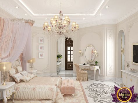 Kids room Design for girl by Katrina Antonovich reflects the tenderness and infinite love that parents feel for her. Cozy bedroom for girls has become an ideal haven for the young princess. Interior design concept follows the tenderness and grace of beaut… Royal Vibes, Royal Bedroom, Modern Bunk Beds, Girls Room Design, Luxurious Interior Design, Luxury Bedroom Design, Girl Bedroom Designs, Luxury Bedroom