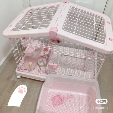 Aesthetic Pet Room, Pink Dog Aesthetic, Cute Things Aesthetic, Cute Kitchenware, Kandang Hamster, Dog Room Design, Pink Tesla, Korean Decor, Coquette Makeup