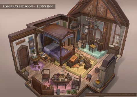 Feng Zhu Design on Twitter: "Comfort for the eyes and soul. Designs by FZD student Natcha Ngamtweerat.… " Fantasy Inn, Medieval Bedroom, Feng Zhu Design, Interior Concept Art, Feng Zhu, Fantasy Bedroom, Bedroom Drawing, Fantasy Rooms, Rpg Map