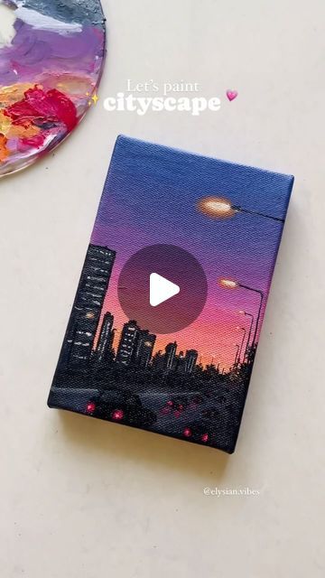 𝙄𝙨𝙝𝙖 𝙆𝙖𝙢𝙖𝙡 on Instagram: "Next long drive 💗✨ Acrylic paints on stretched canvas [acrylic painting, artist, artwork, sunset, citylights, cityscapes, canvas paintings] #kaisewohbeetepal #sunset #city #citylights #canvas #painting #artist" Oil Pastel Art Cityscape, Night Aesthetic Painting, City Sunset Painting, Pastel Canvas Painting, City Canvas Painting, City Scape Painting, Landscape Canvas Painting, Canvas Acrylic Painting, Type Shi