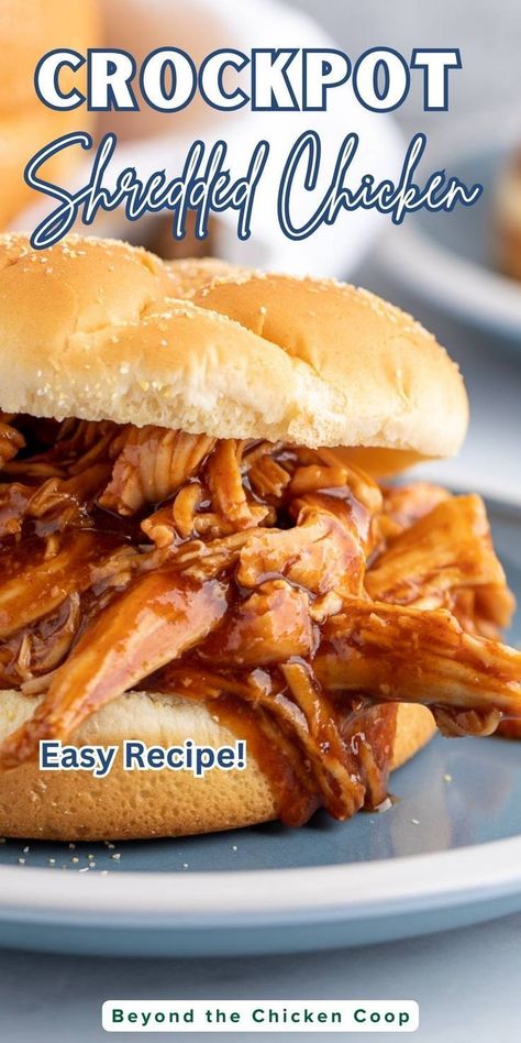 Make a tasty homemade meal with ease using this crockpot BBQ shredded chicken. Perfect for lunch or dinner, this slow cooker recipe produces flavorful and tangy shredded chicken, great for sandwiches or as a standalone dish. Enjoy the convenience of a delicious homemade barbecue experience with minimal effort. Crock Pot Bbq Chicken, Crock Pot Bbq, Shredded Bbq Chicken, Homemade Barbecue, Slow Cooker Bbq Chicken, Bbq Chicken Crockpot, Keto Beef Recipes, Dinner Sandwiches, Pulled Chicken